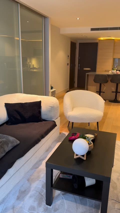 Instagram post by @nas_jm for B&M Stores. Caption reads: Living room area is my apartment is near enough....