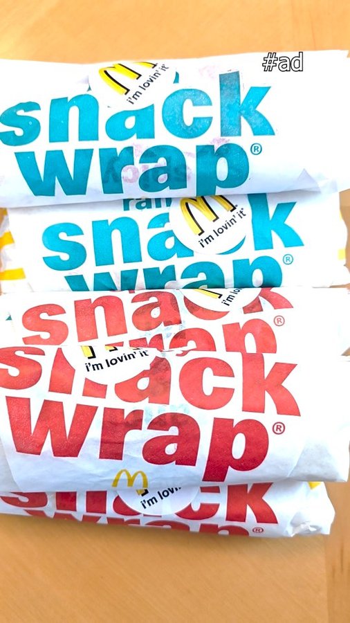 Instagram post by an influencer for McDonald's. Caption reads: [...] Snack Wrap® is back at McDonald's and Uber....