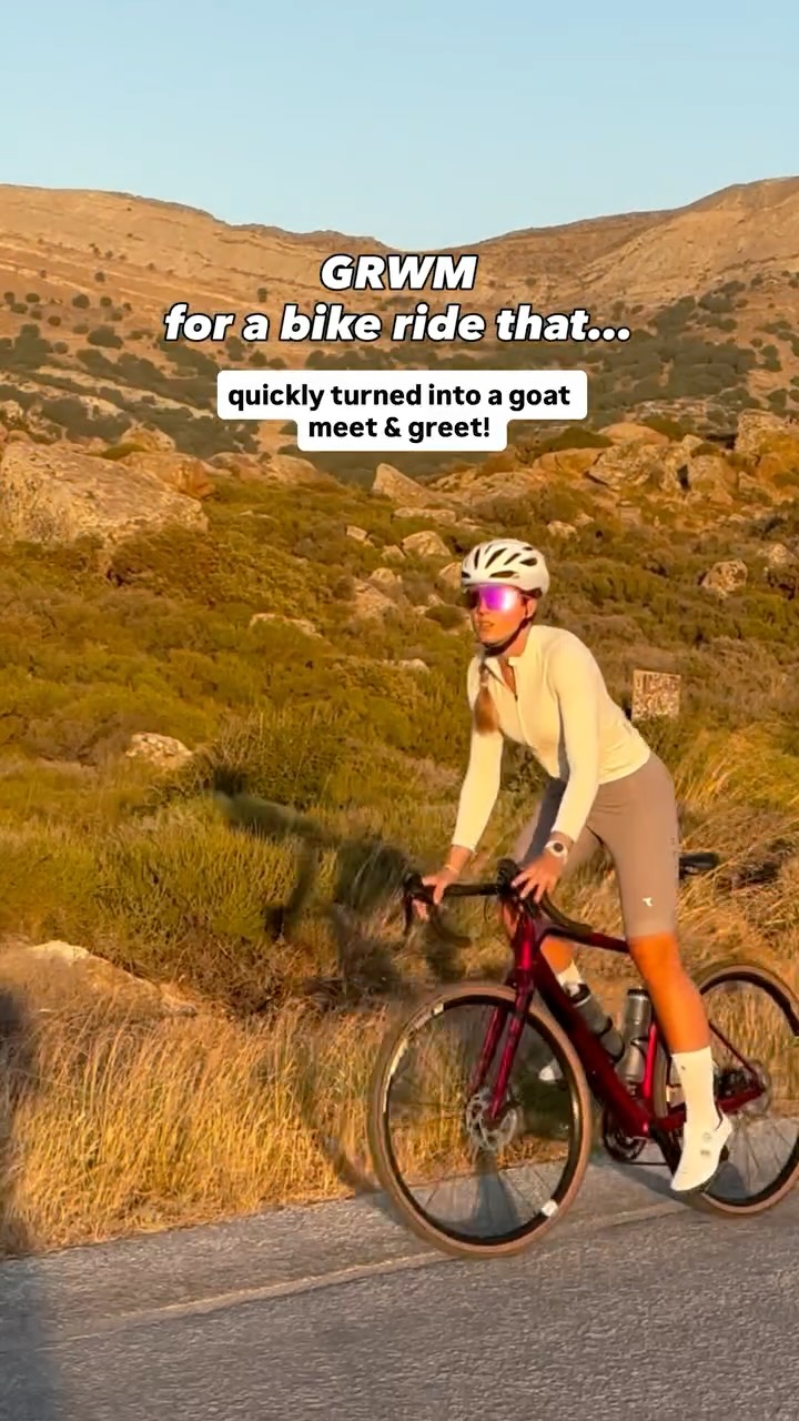 Instagram post by @alinakornelli for CLIF BAR. Caption reads: Training ride got interrupted! 🐐☀️🍫

My evening....