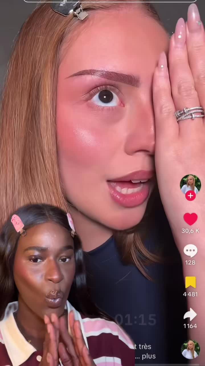 TikTok post by @pounsi_time for Nice Work Paris. Caption reads: [...] tu me prête tes cils 🤤 😍 @Lancôme....