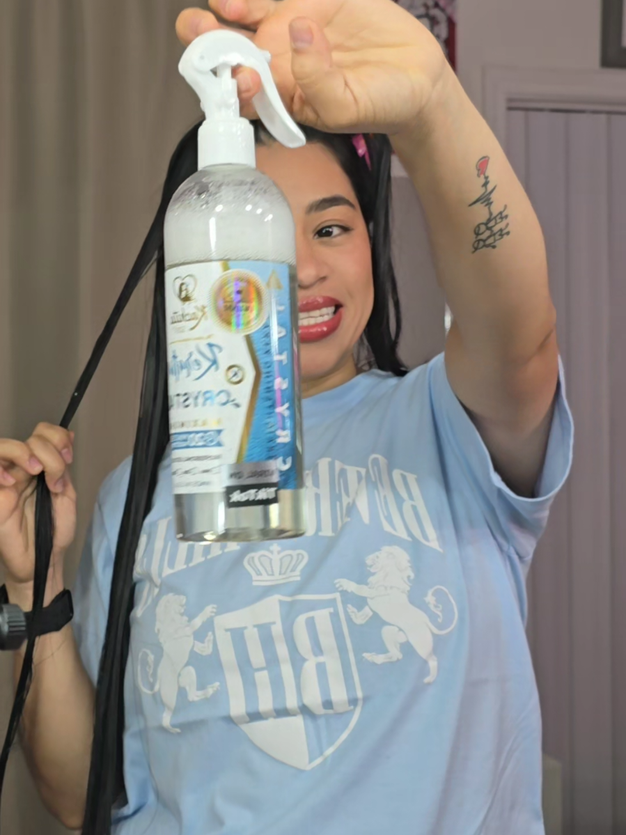 TikTok post by @axza_lopez for Kachita Spell. Caption reads: Keratina en casa keratin crystal de @Kachita Spell....