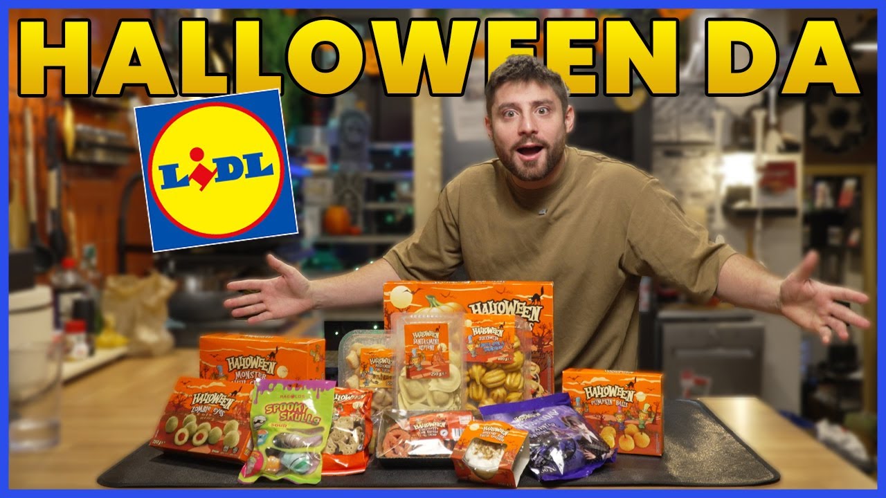 YouTube post by @Prattquello for Pampling. Caption reads: ALL THE HALLOWEEN FOOD FROM LIDL | PRATTQUELLO.