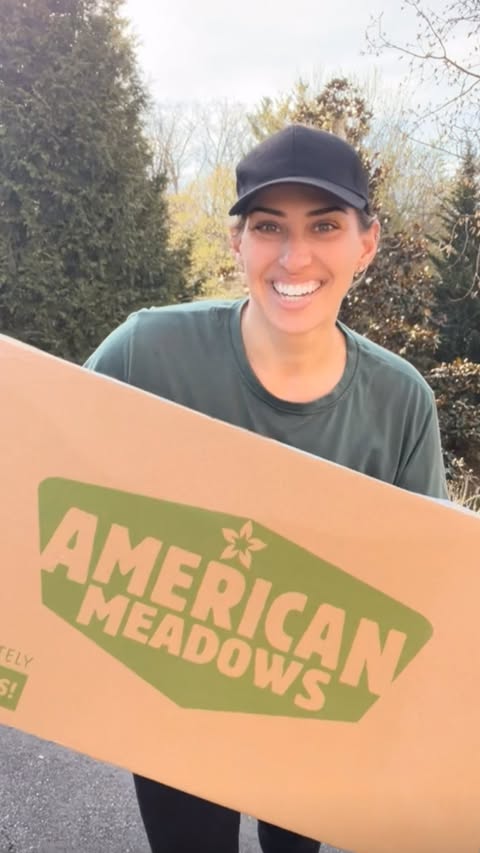 Instagram post by @sweatingdiamonds for American Meadows. Caption reads: [...] from my husband & daughter - an American....