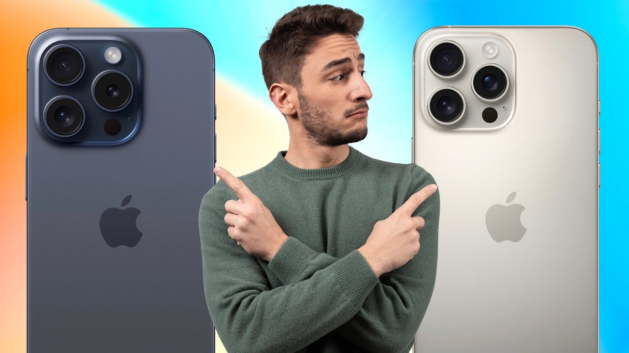 YouTube post by @TheiCollection for IPLN. Caption reads: iPhone 15 Pro Max VS iPhone 16 Pro Max.