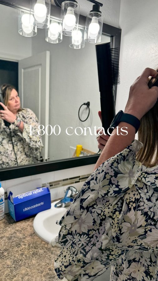 Instagram post by @chevoneco for 1800 Contacts. Caption reads: Get hassle-free contact lens delivery with 1800....