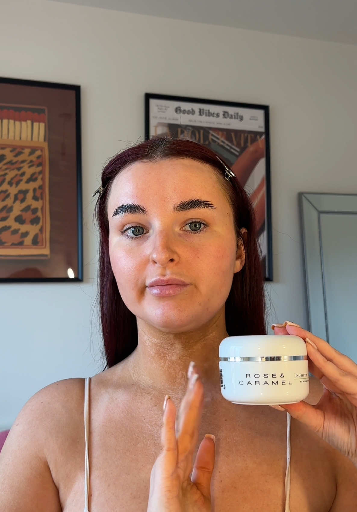 TikTok post by @charwinspear for Rose & Caramel. Caption reads: Dusty, musty, crusty tan be gone 🪄 @Rose &....