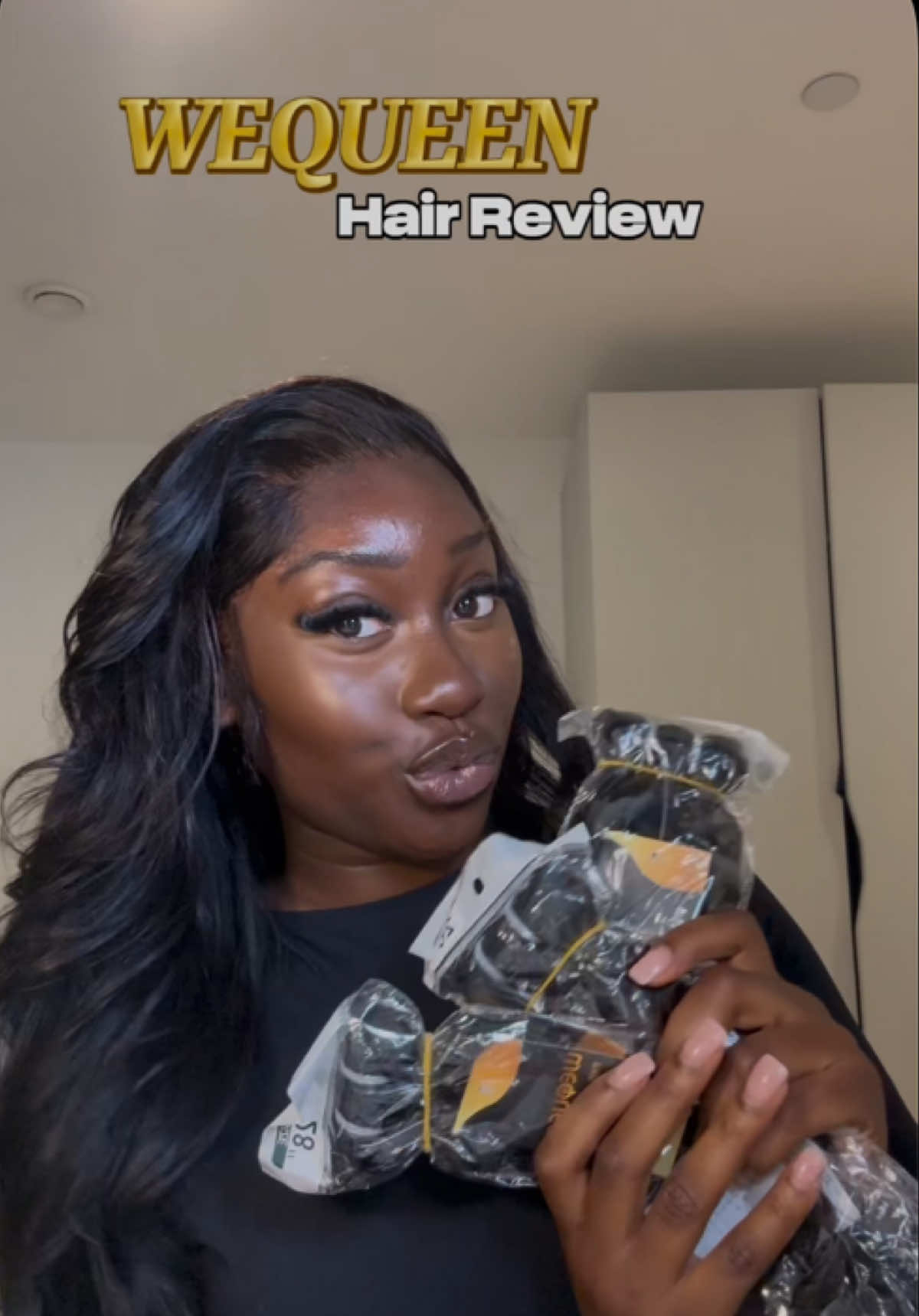 TikTok post by @gracelagoldie for Wequeen. Caption reads: First impressions of these bundles from @Wequeen....