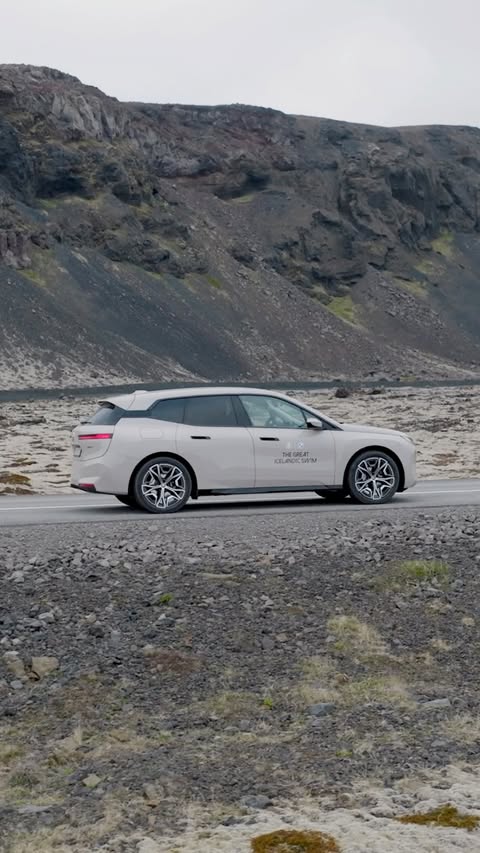 Instagram post by @rossedgley for BMW. Caption reads: [...] coastline. On land, the all-electric BMW iX....