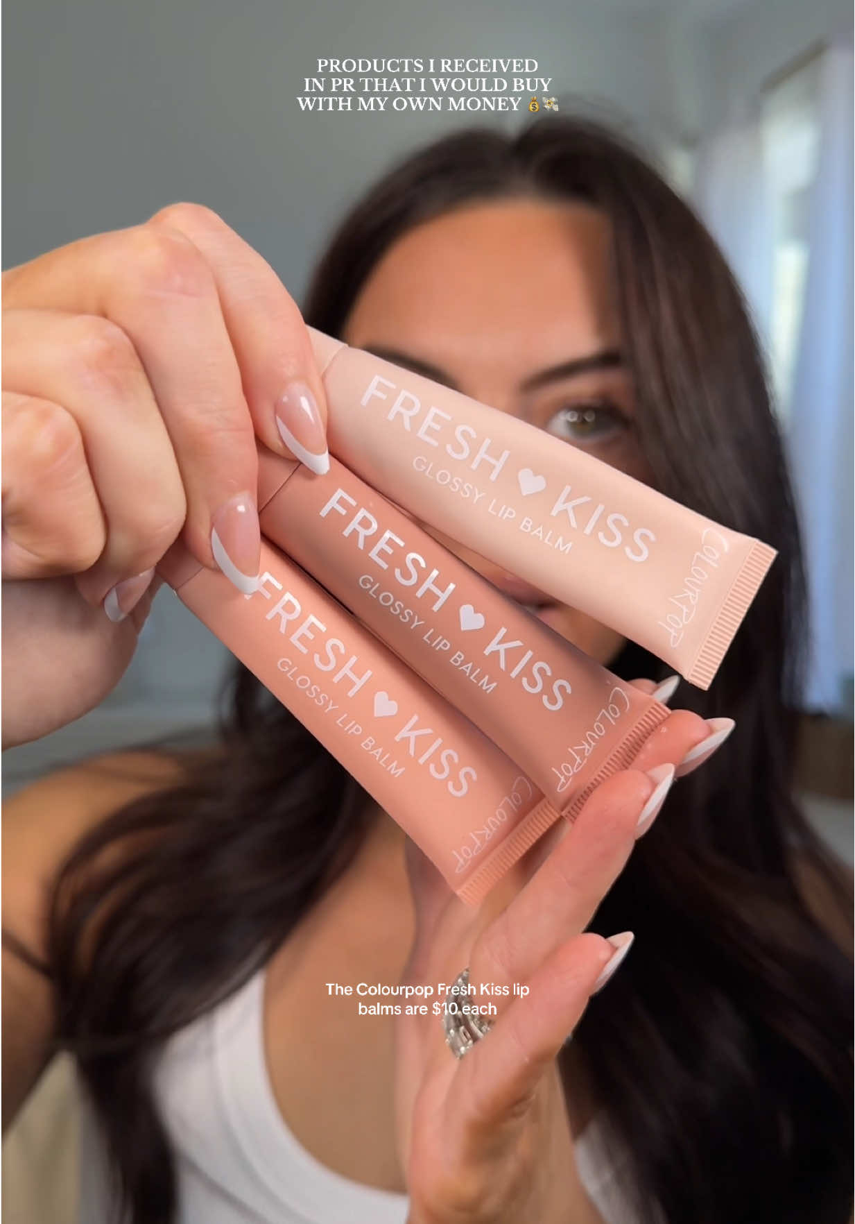 TikTok post by @victoriaengasser for NAKED SUNDAYS. Caption reads: Products I received in PR that I would buy with my....