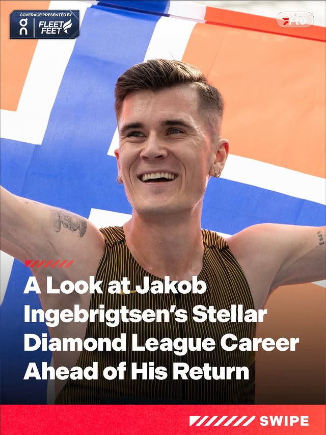 Instagram post by @milesplit for FloTrack. Caption reads: JAKOB MAKES HIS DIAMOND LEAGUE RETURN 🔥💎 With....