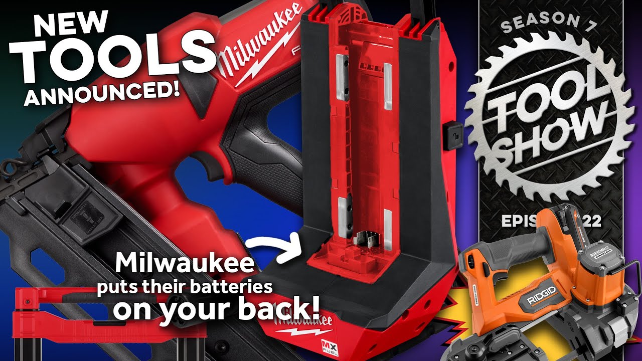 YouTube post by @ToolShow for DEWALT. Caption reads: NEW Power Tools from Milwaukee, Harbor Freight,....