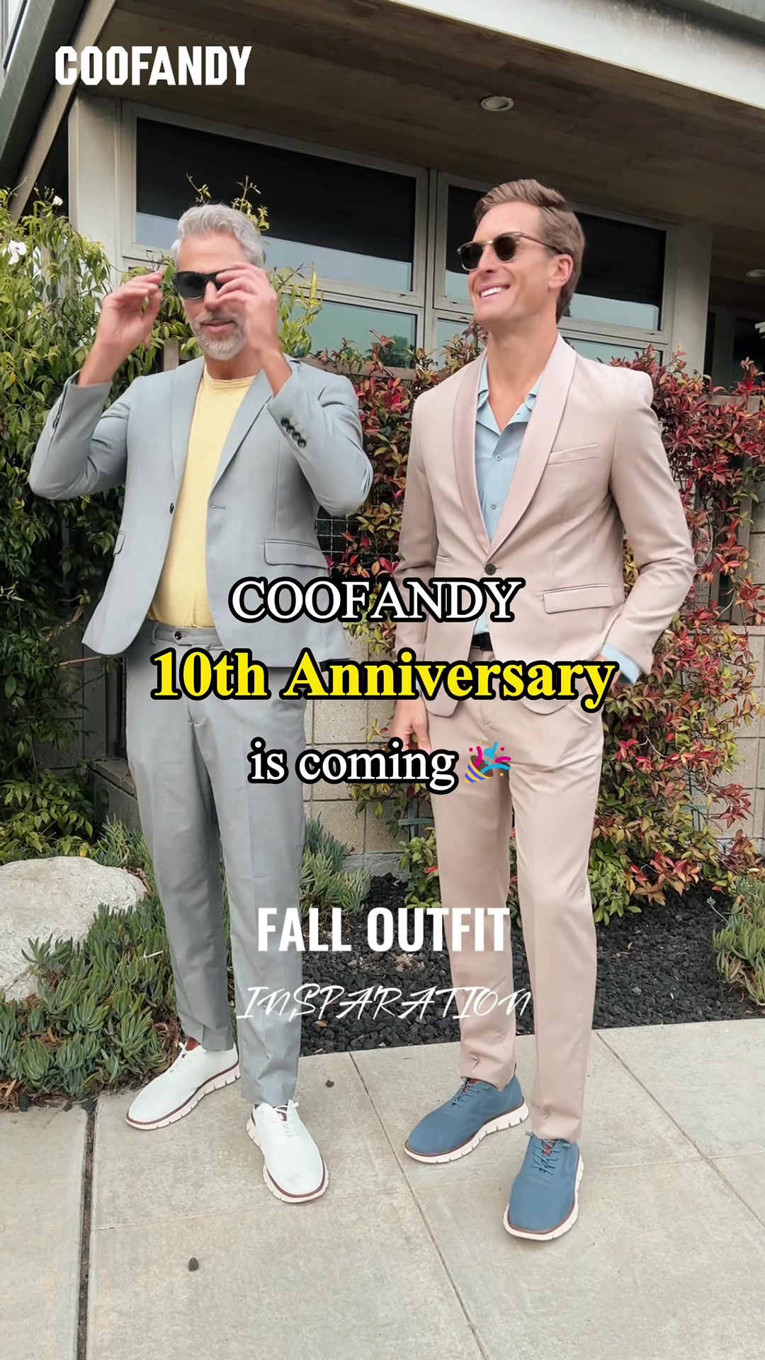 TikTok post by @coofandy_official for COOFANDY. Caption reads: Behind The Brand: COOFANDY's 10-Year Journey to....