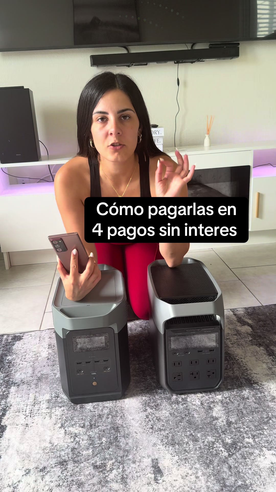 TikTok post by @sandrabosque1999 for EcoFlow. Caption reads: Ecoflow, Generador electrico para Cuba. #ecoflow....