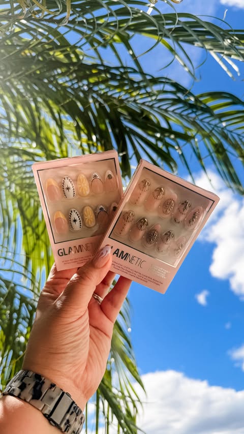 Instagram post by @hellobeautyjourney for Glamnetic. Caption reads: ☀️ Ready for Summer with @glamnetic 💅....