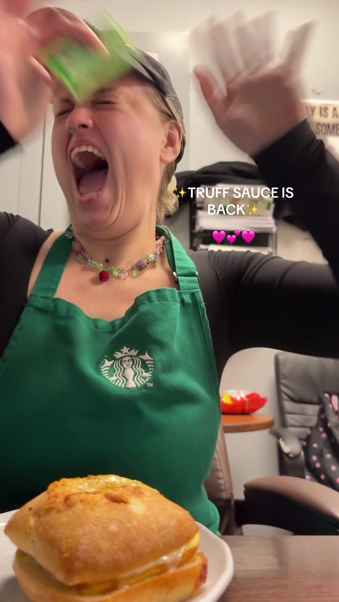 TikTok post by @cozybarista for Truff. Caption reads: All the emotions in this 😂 @TRUFF Hot Sauce....