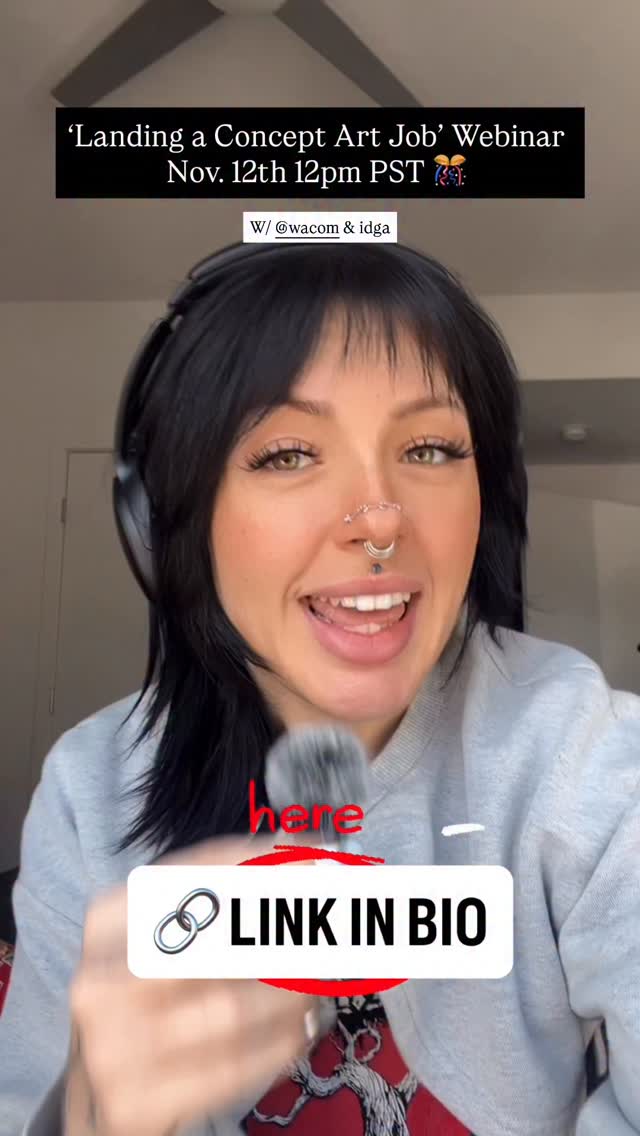 Instagram post by @kellydaleyart for Wacom. Caption reads: 🎨 The Portfolio Blueprint to Land a Game Concept....