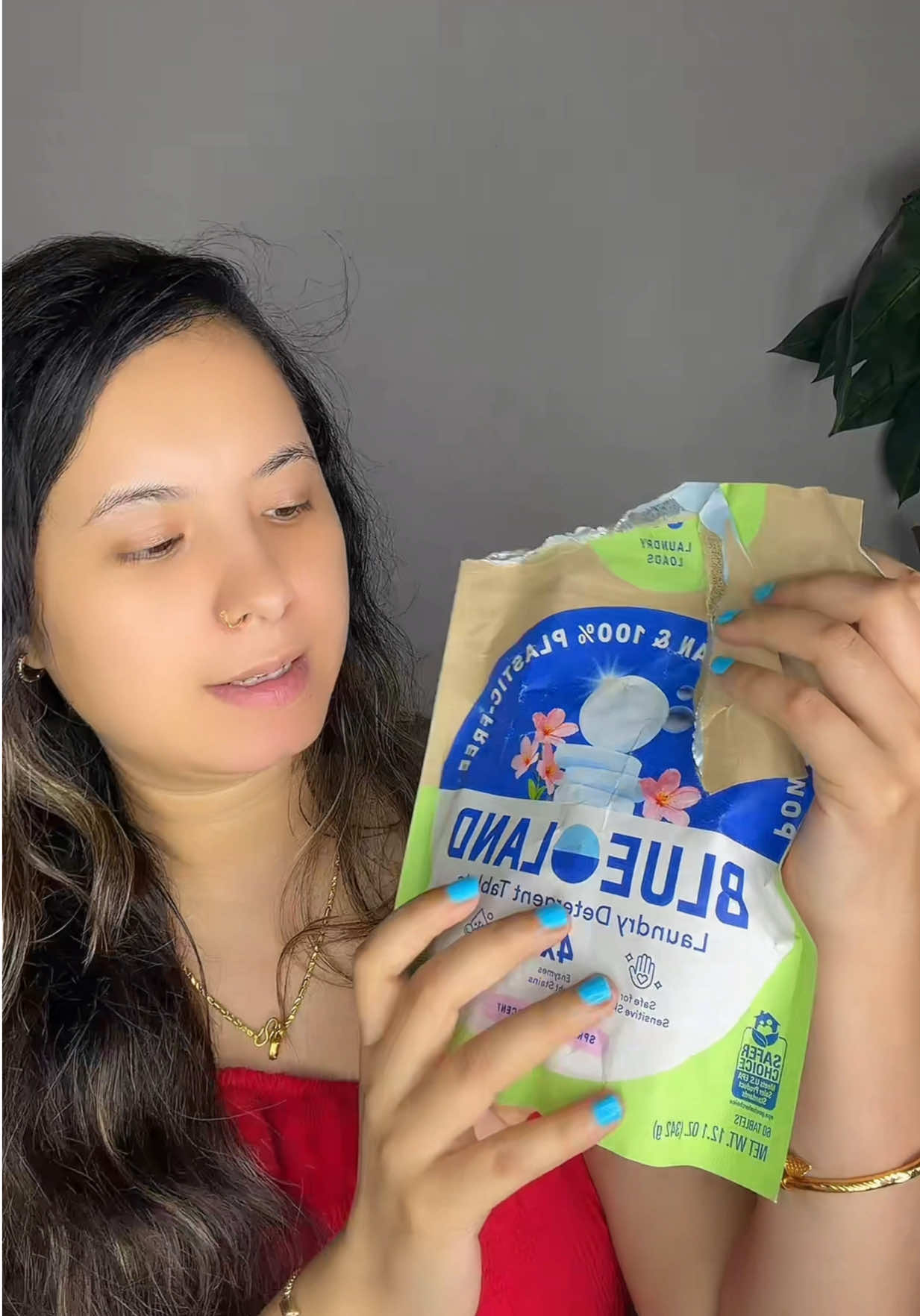 TikTok post by @rebikabishnu for Blueland. Caption reads: Blueland laundry detergent tablet [...].