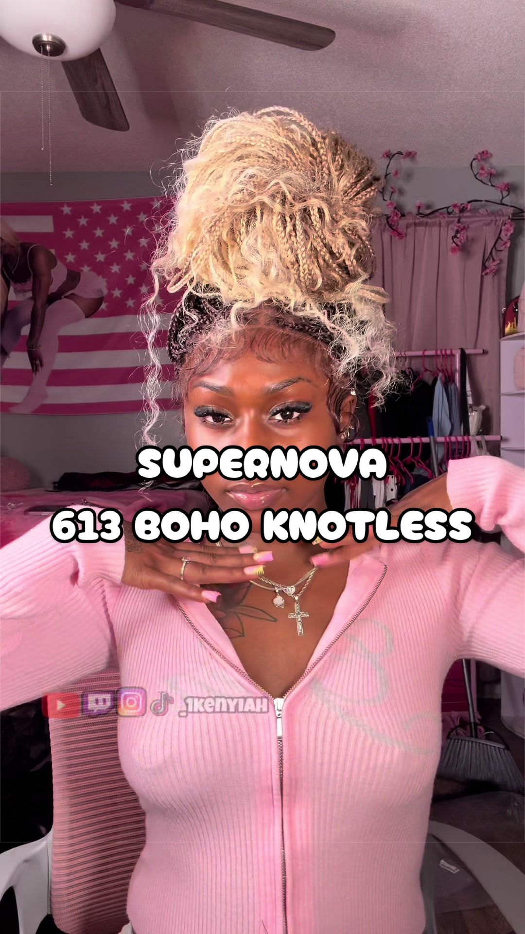 TikTok post by @_1kenyiah for Supernova Hair. Caption reads: My fav braided wig company😍 @Supernovahair....