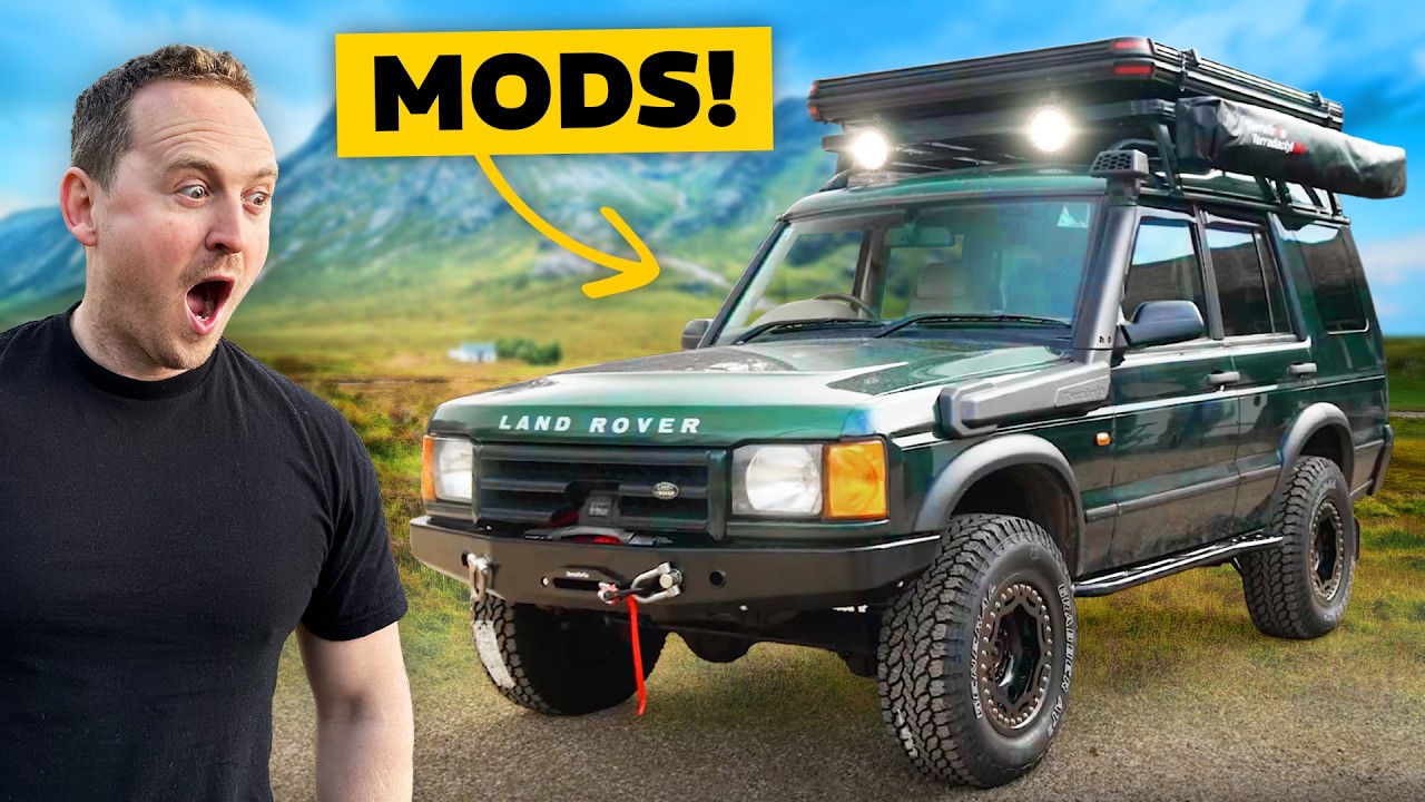 YouTube post by @AutoalexCars for carVertical. Caption reads: We Spent £7500 Modifying Our CHEAP Land Rover!.