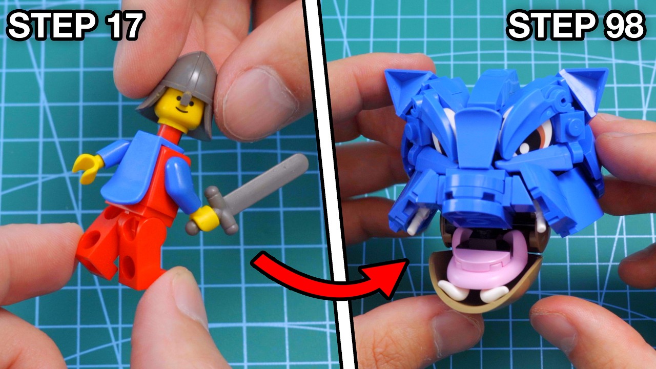 YouTube post by @MitchBuilds for Flickr. Caption reads: I Built a custom LEGO Blastoise!.
