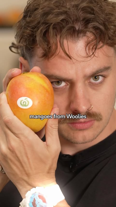 Instagram post by @lachy.mcintyre for Woolworths. Caption reads: [...] with all these mango varieties from....