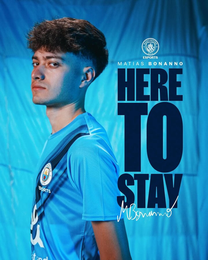 Instagram post by @matiasbonanno9 for Manchester City. Caption reads: He’s not going anywhere 💙🇦🇷 

Presented by....