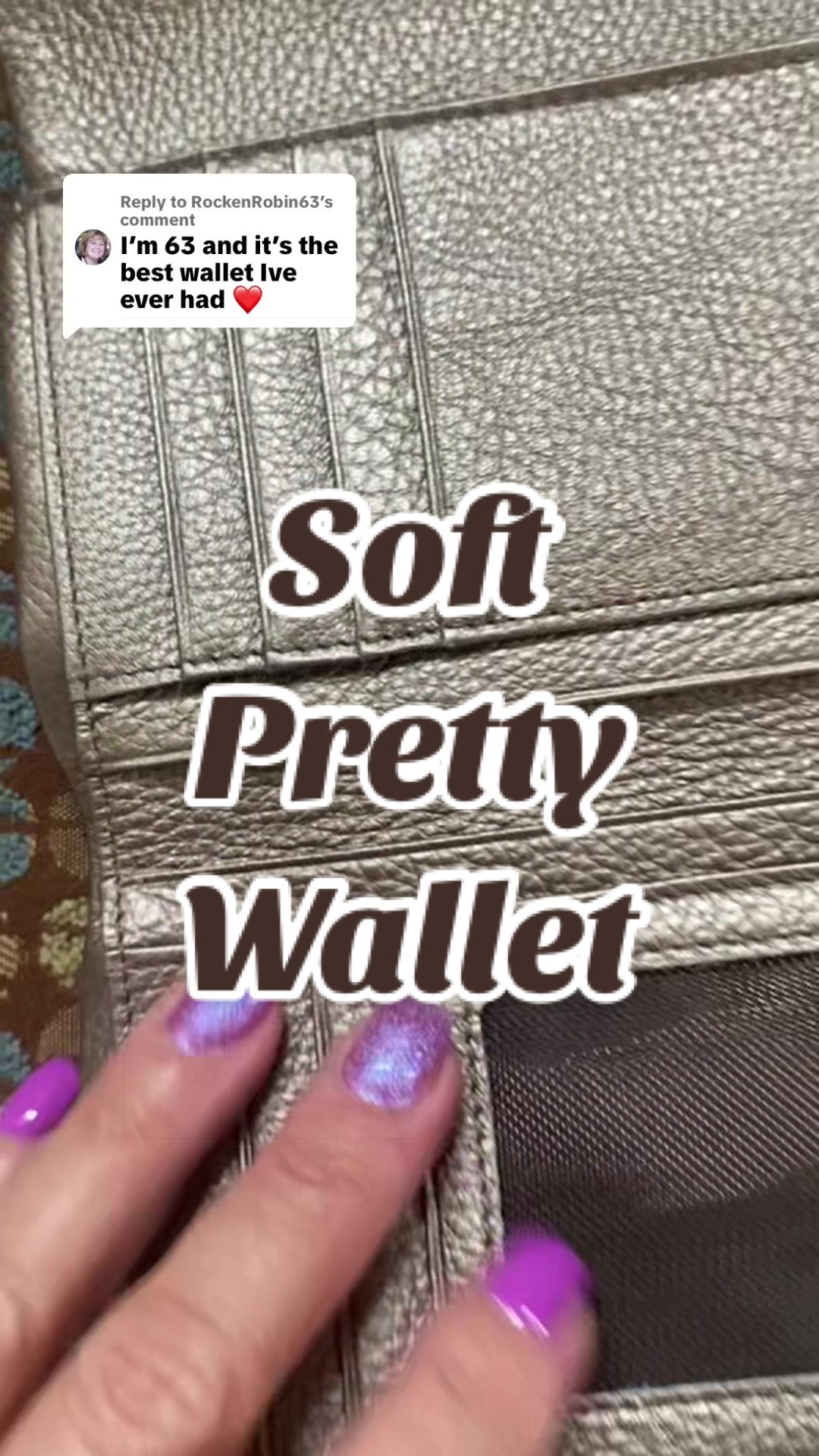 TikTok post by @mama5.finds for Royal Bagger. Caption reads: [...] #BestWallet #LeatherWallet @ROYAL BAGGER US.
