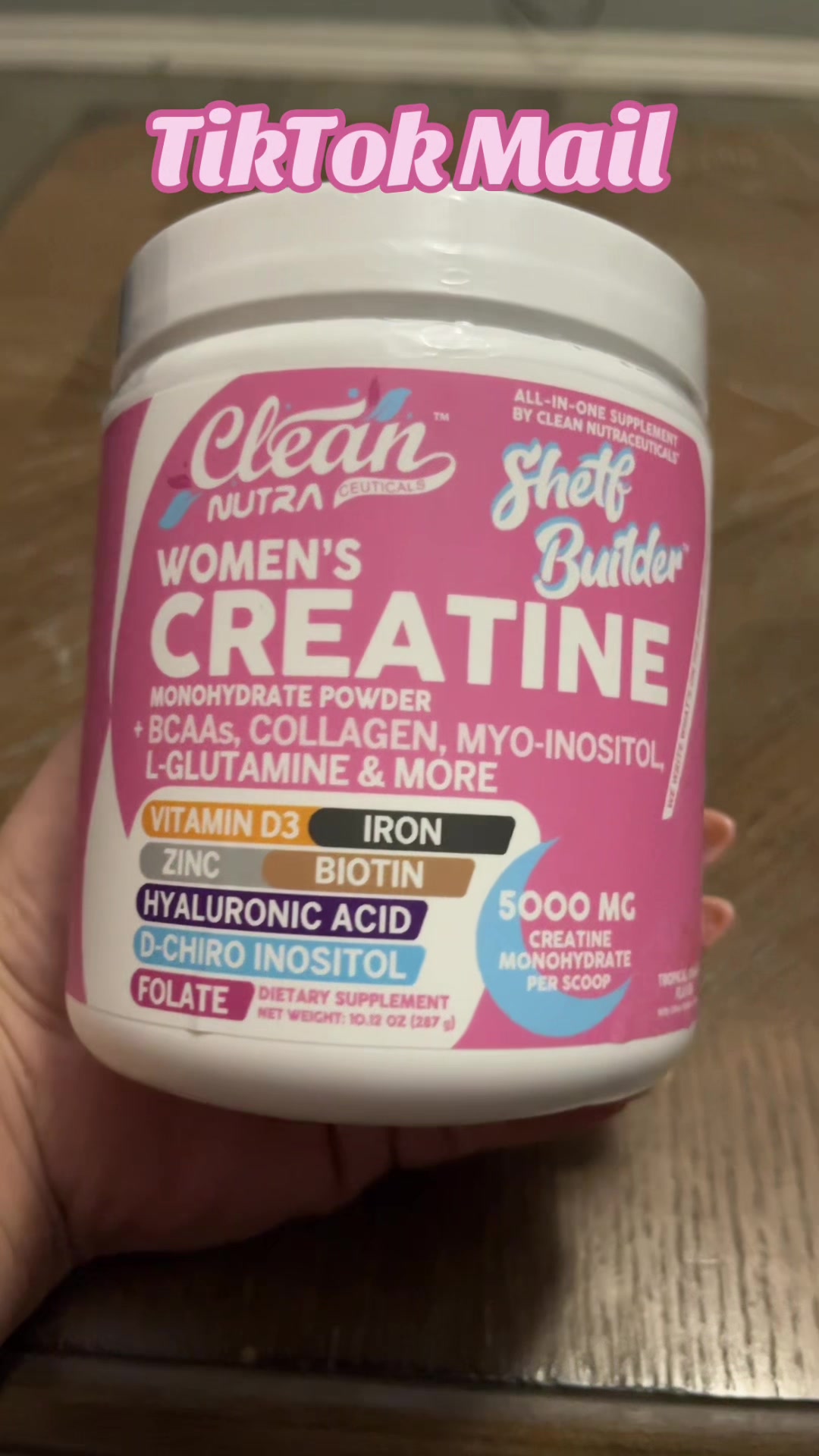 TikTok post by @sandyluvscents for Clean Nutraceuticals. Caption reads: [...] L-GLUTAMINE & More! @Clean Nutraceuticals.