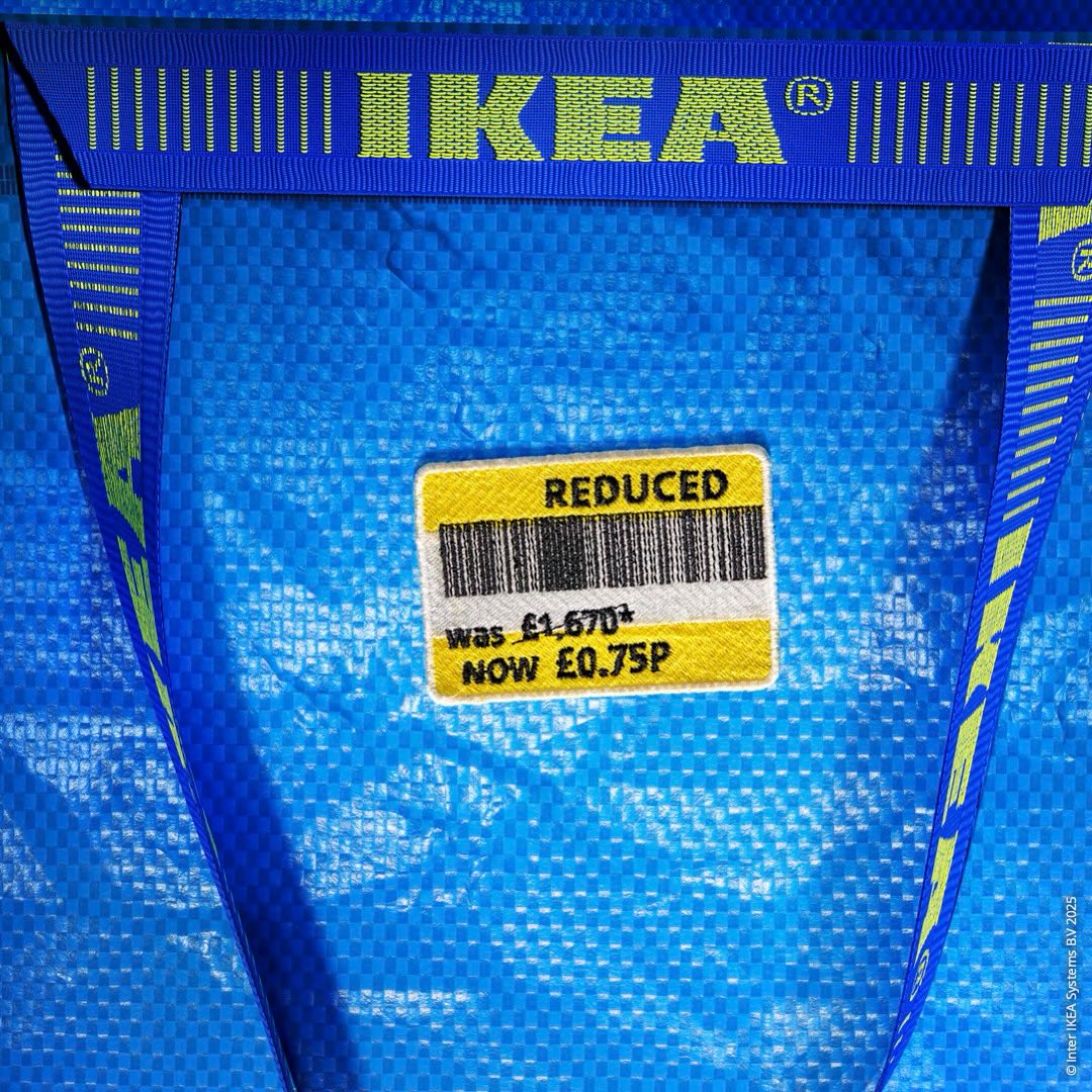 Instagram post by @mafcsm for IKEA UK. Caption reads: HUS OF FRAKTA limited edition patch two  🟦....