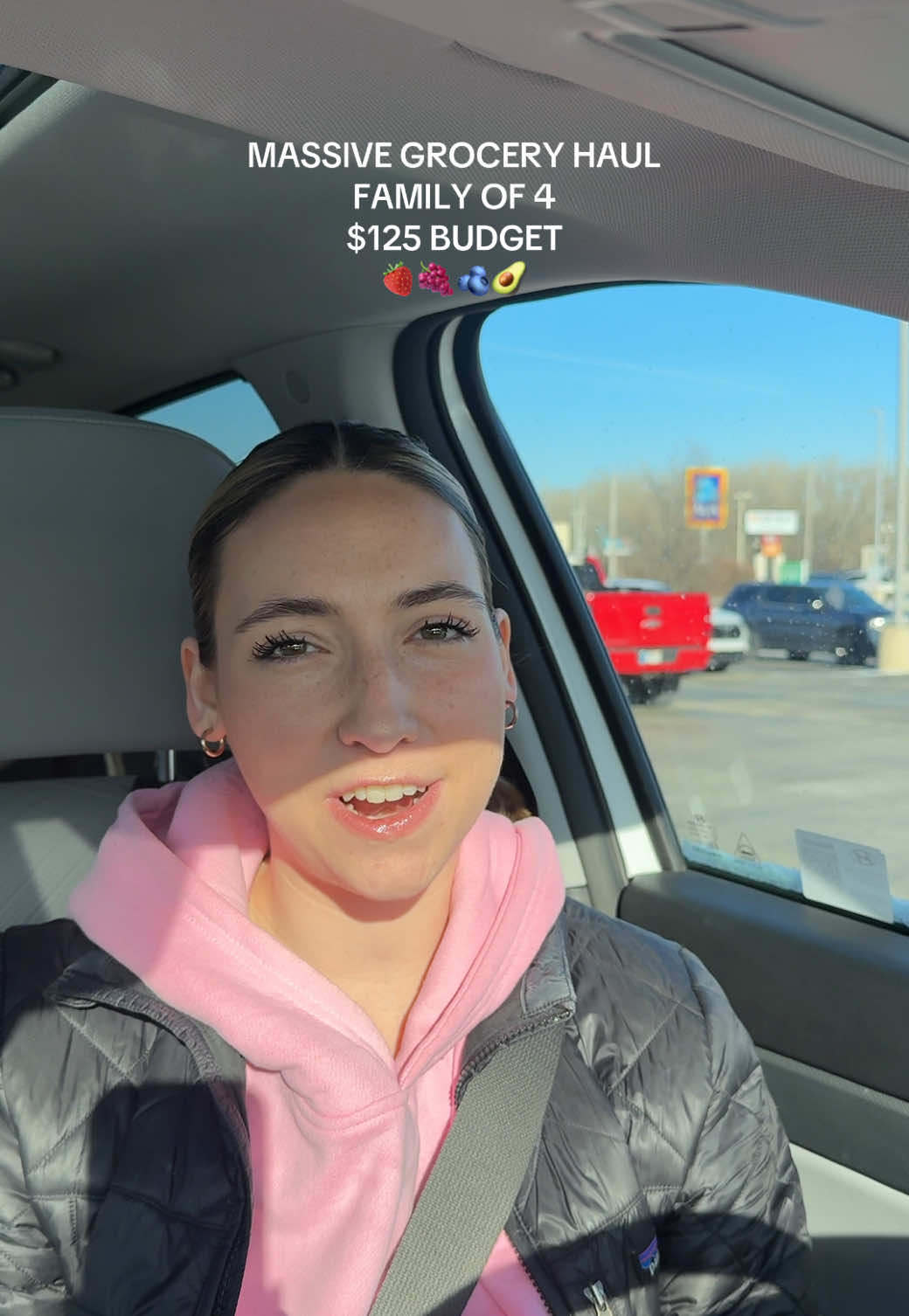 TikTok post by @kamrynmoberly for Patagonia. Caption reads: [...] #shopwithme #groceryvlog @AUTOMET @Patagonia....