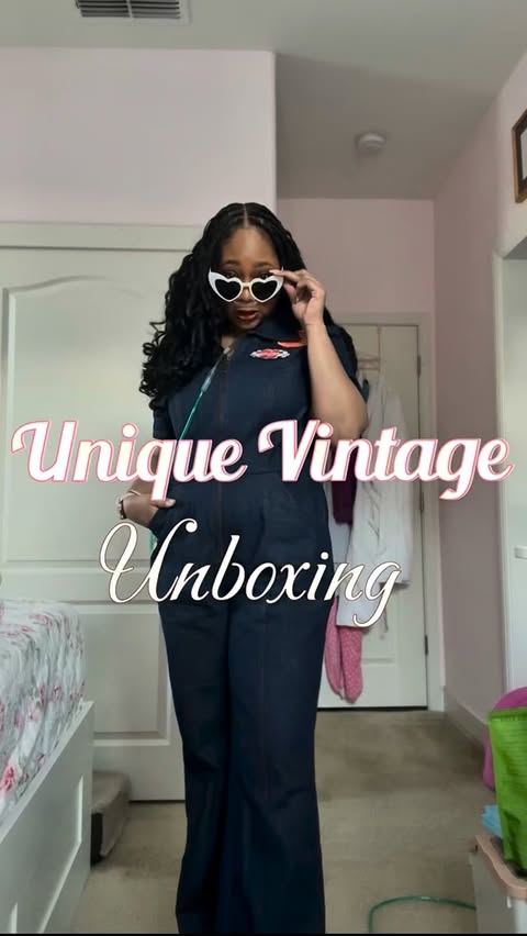 Instagram post by @takeabreathwithalexis for Unique Vintage. Caption reads: Unboxing my newest piece from @uniquevintage and I....