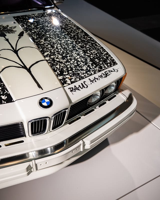 Instagram post by @bmwgroupculture for BMW. Caption reads: The premiere of Robert Rauschenberg’s BMW Art Car....