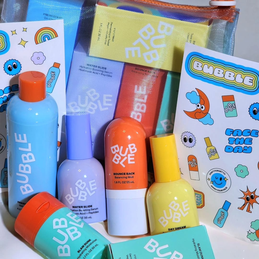 Instagram post by @beautybybev101 for hellobubble.com. Caption reads: Get ready to glow with Bubble Skincare! The viral....