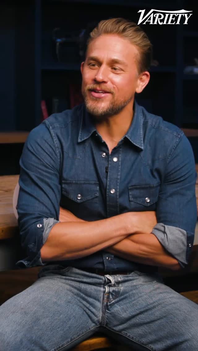 Instagram post by @hunnam.space for Variety. Caption reads: [...] boring, right? #charliehunnam #netflix....