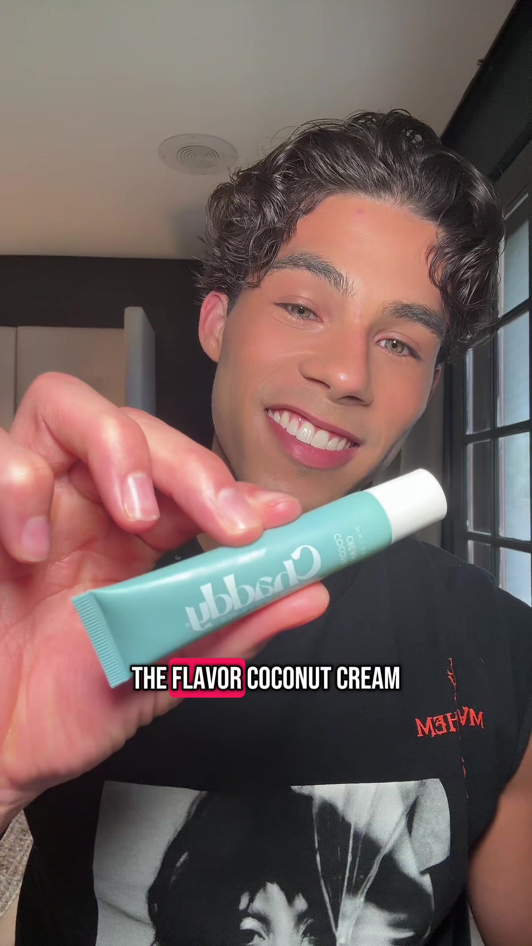 TikTok post by @justinjvalentin for Chaddy Cosmetics. Caption reads: New coconut cream from @Chaddy Cosmetics! Now....