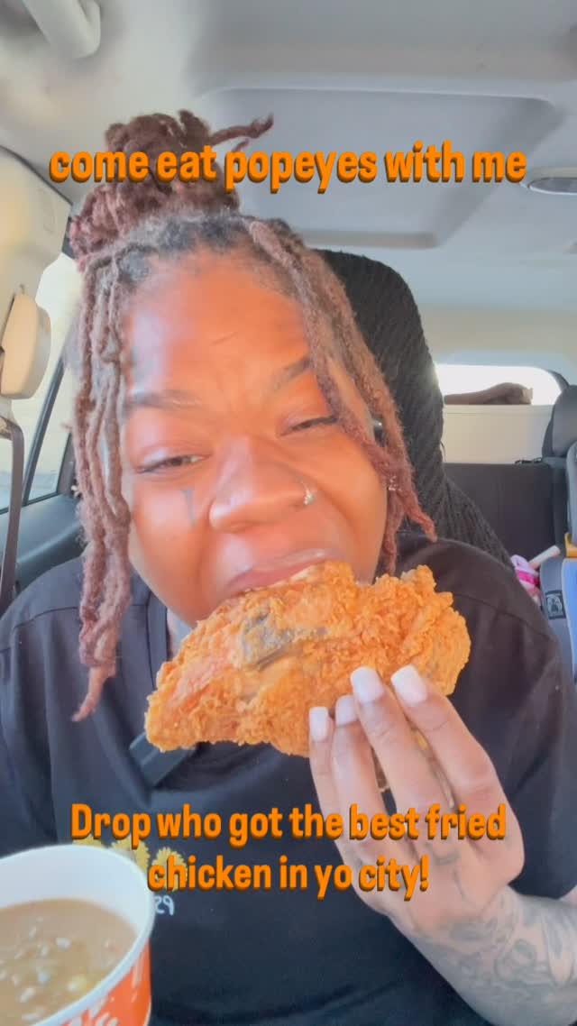 Instagram post by @bigtopic_ for Popeyes. Caption reads: @popeyes can i have more chicken please 🥲❤️🥹....