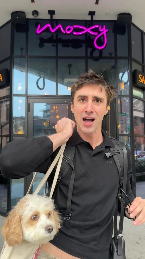 Instagram post by @bentonmcclintock for Moxy Hotels. Caption reads: I’m not going if Pluto Alexandria can’t come.....