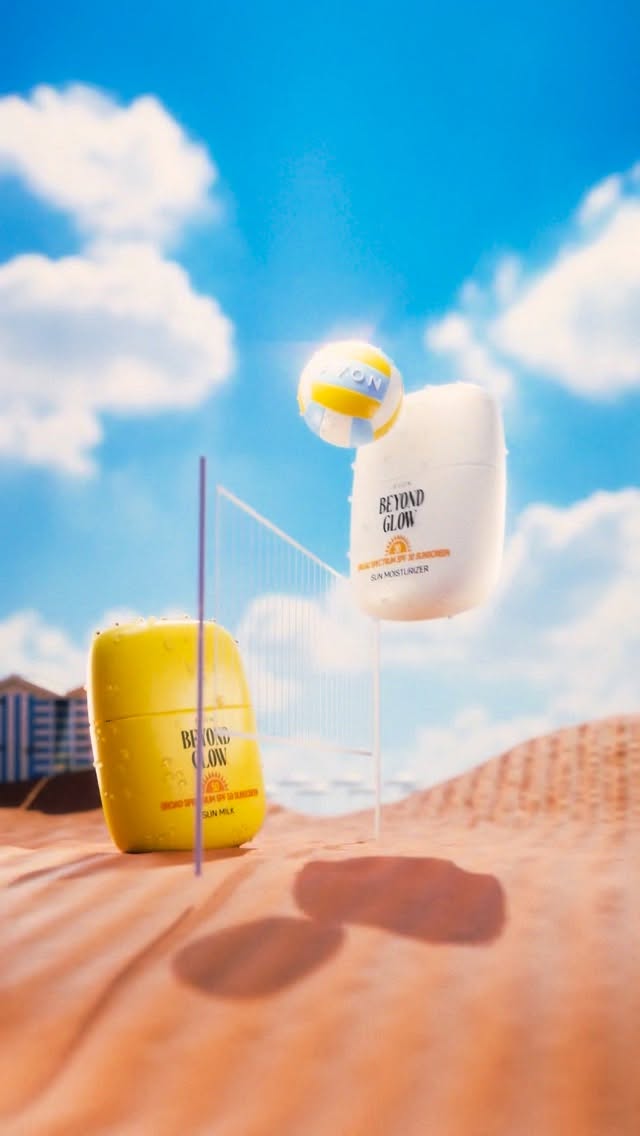 Instagram post by @ginnijoie for Avon. Caption reads: Never posted this beach volleyball 🏐 animation I....