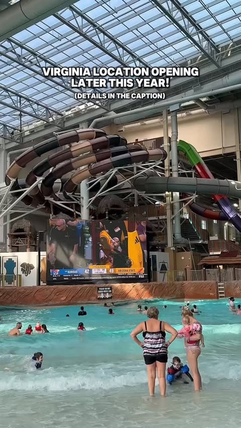 Instagram post by @katayah for Kalahari Resorts & Conventions. Caption reads: ⬇️East Coast’s largest indoor waterpark Skipped....