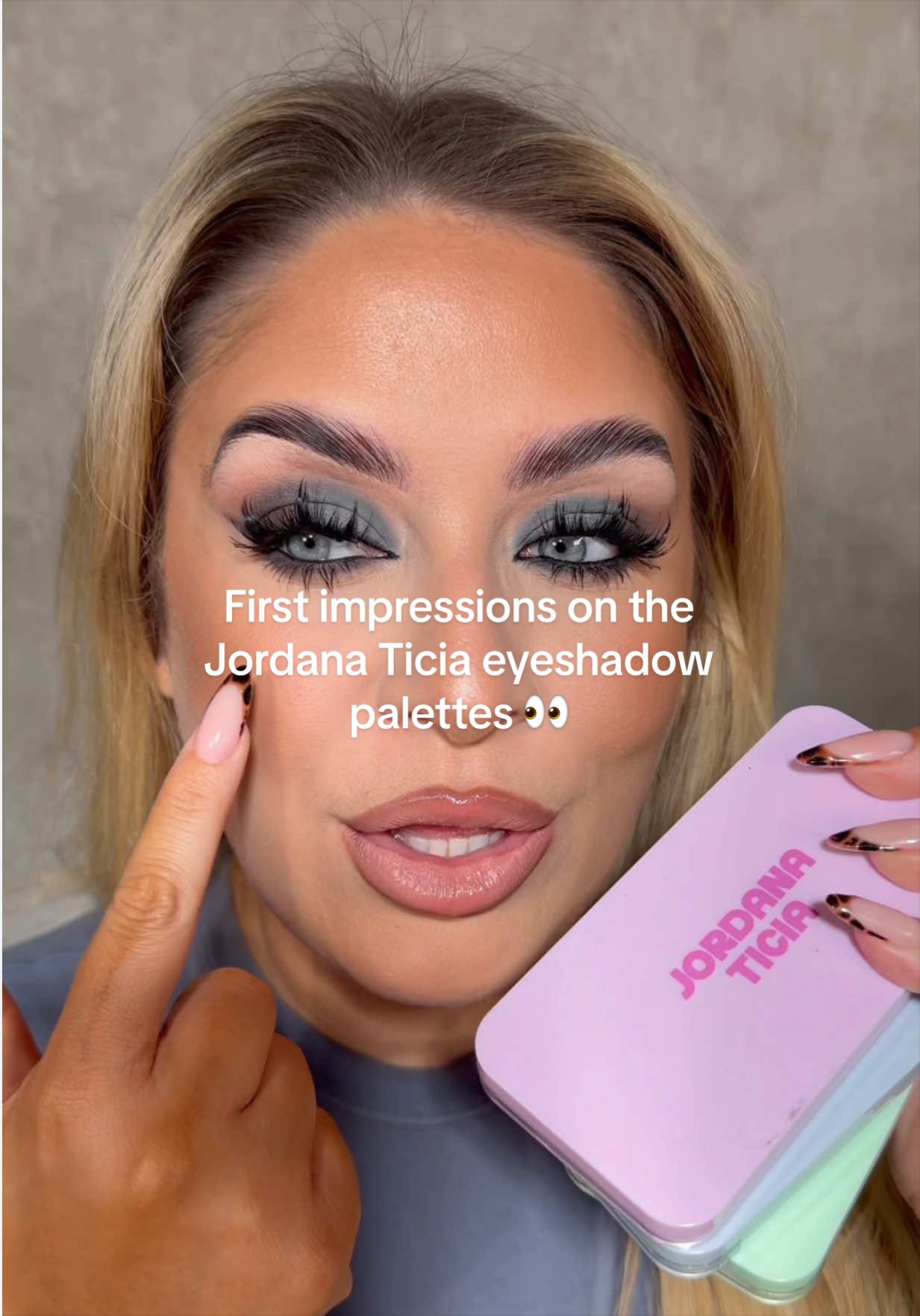 TikTok post by @beckymorganmakeup for Jordana Ticia Cosmetics. Caption reads: [...] impressions on the brand new @Jordana Ticia....