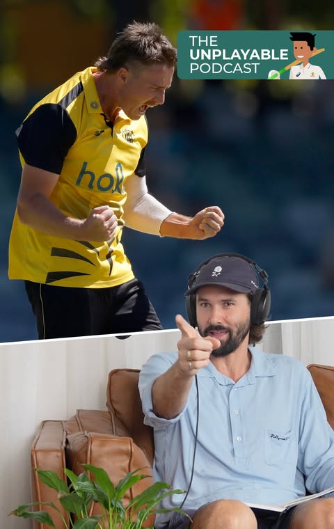 Instagram post by @cricketcomau for Qantas. Caption reads: He looks like he bowls fast, and he does! It was....