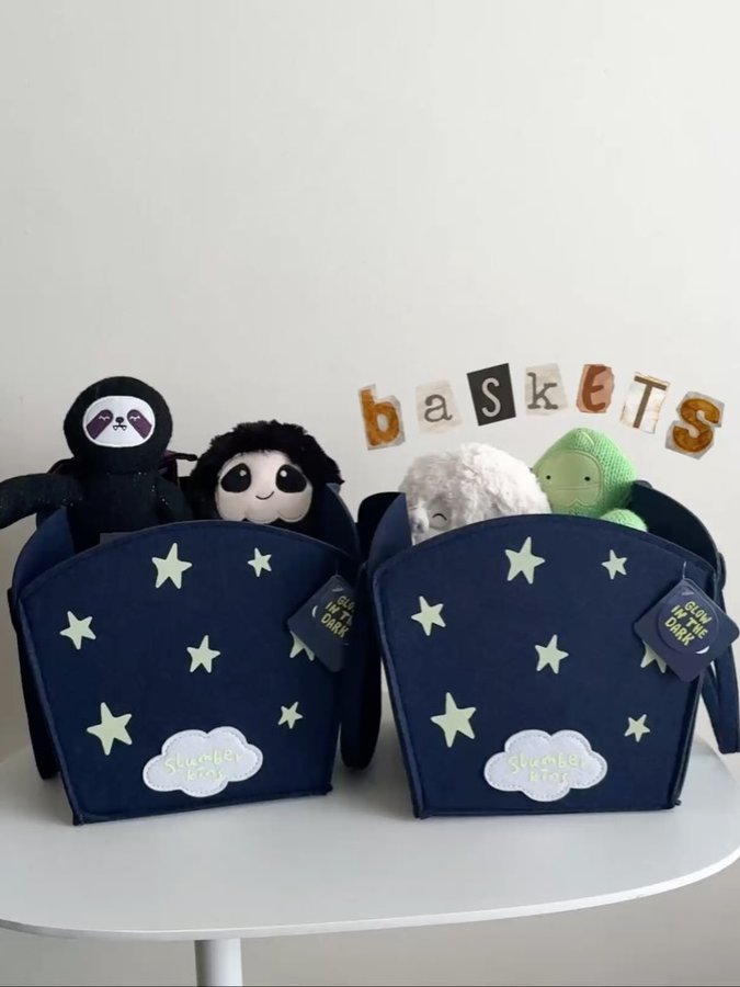 Instagram post by @oxmxl for Slumberkins. Caption reads: [...] build your own boo basket rn during....