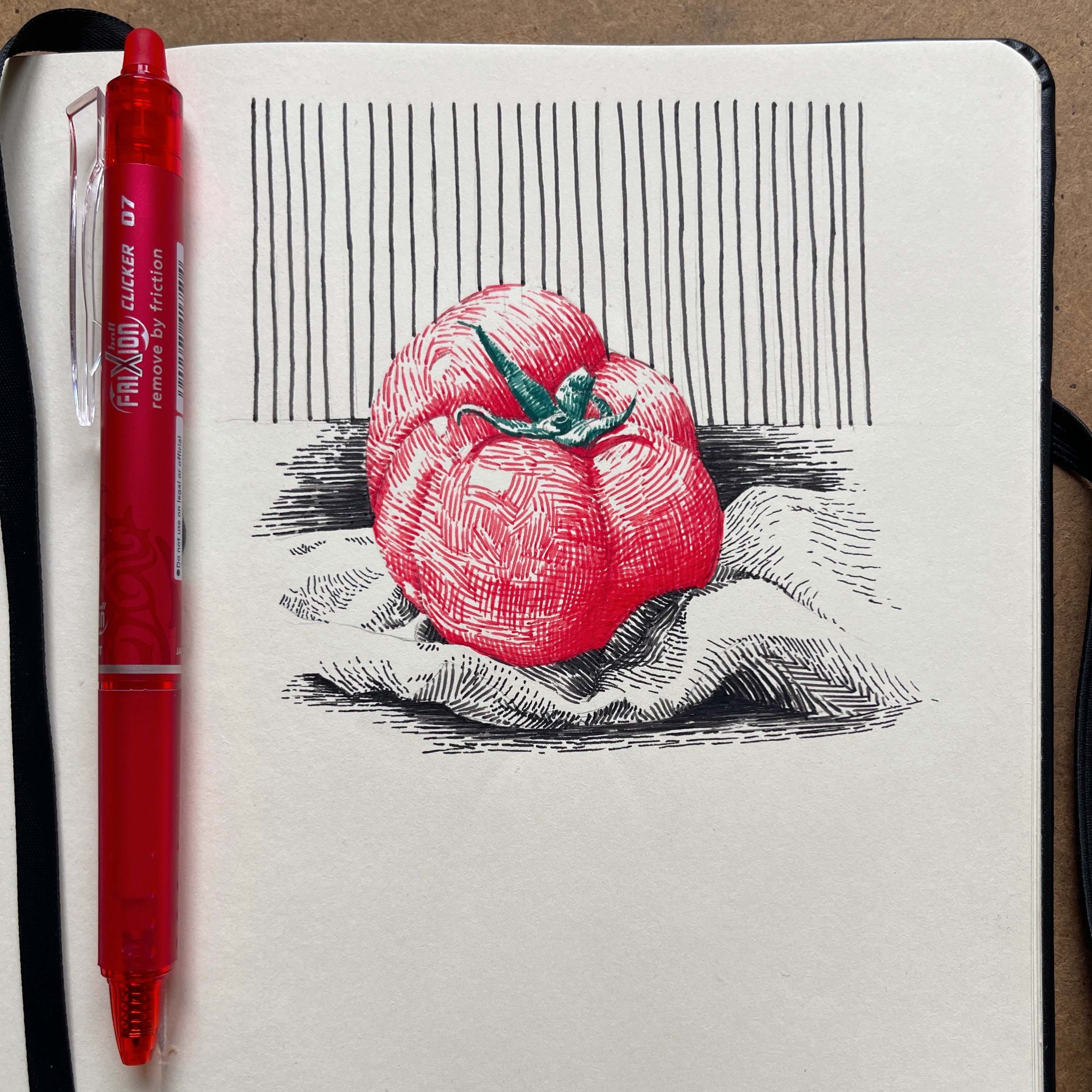 Instagram post by @sketchyusuf for Pilot Pen. Caption reads: [...] #pilotfrixion #tomatodrawing #pilotpen....