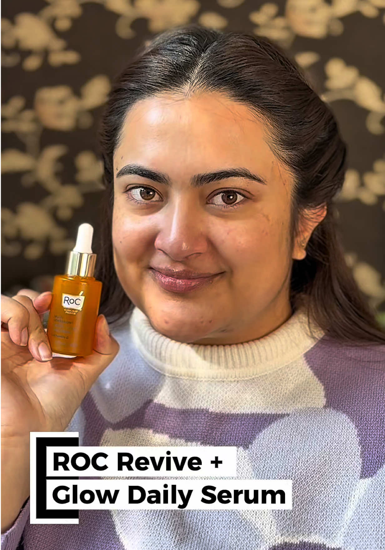 TikTok post by @prettyclicknepal for RoC Skincare. Caption reads: Introducing the @RoC Skincare Revive + Glow Daily....