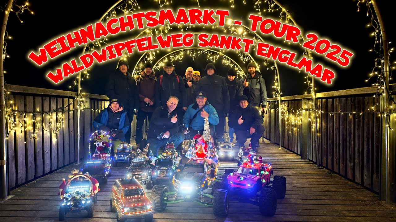YouTube post by @rcfreundebayerwald for Rlaarlo. Caption reads: 21 vehicles participated in our CHRISTMAS MARKET....