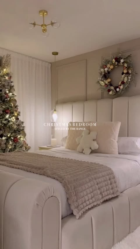 Instagram post by @our_midfordhome87 for The Range. Caption reads: CHRISTMAS BEDROOM - styled by @therangeuk....