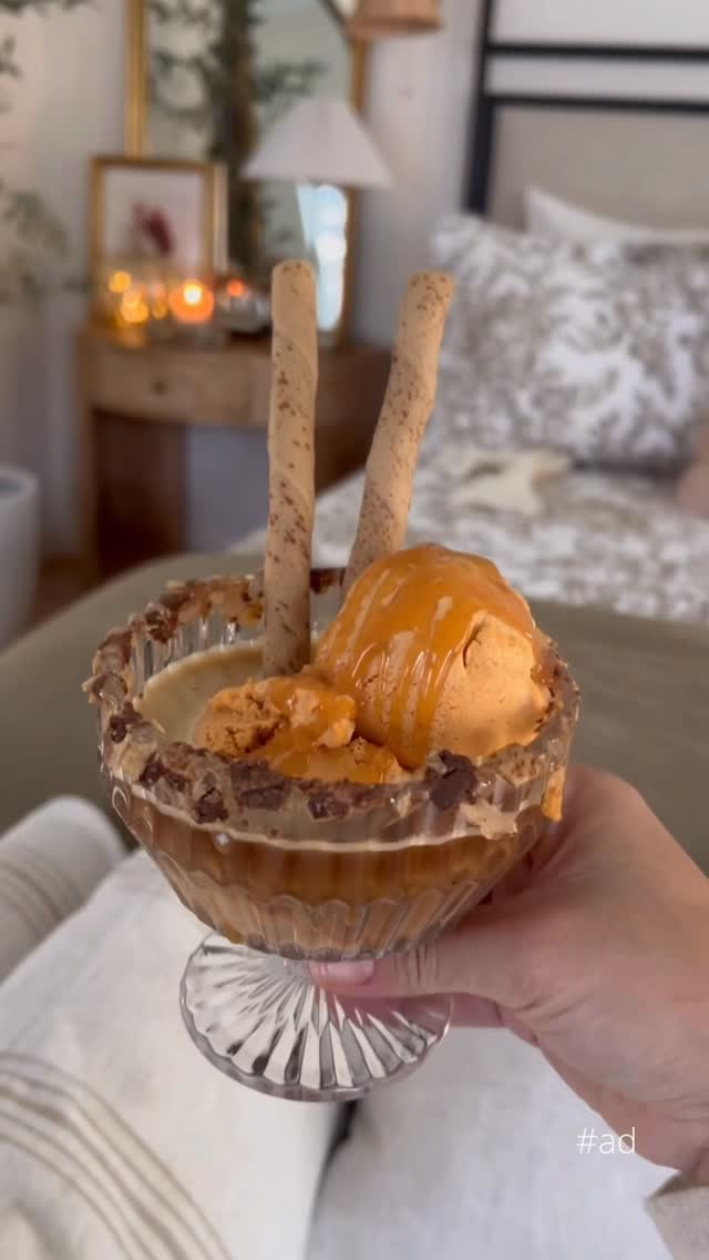 Instagram post by @joyfullygreen for Keurig. Caption reads: #ad ☕️Write COFFEE for my pumpkin spice affogato....