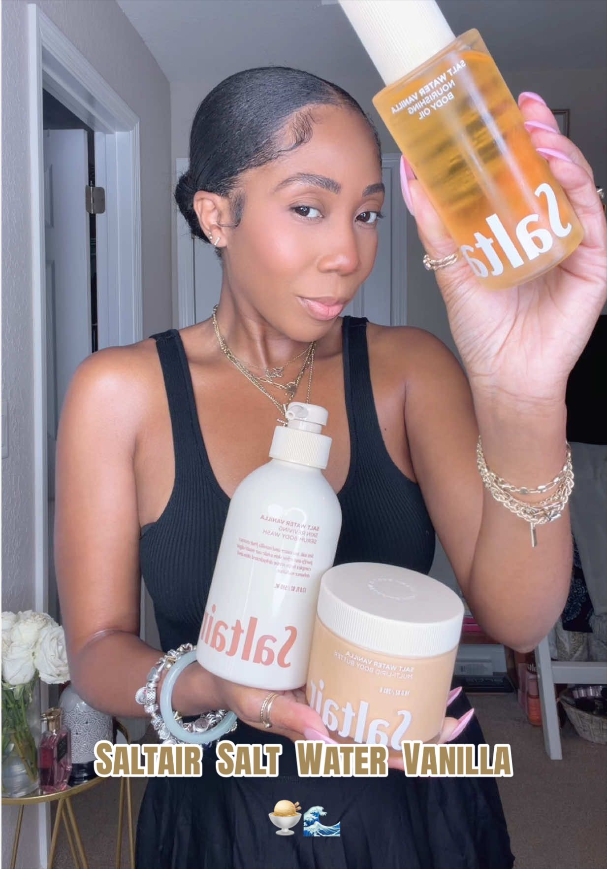 TikTok post by @turah21 for Saltair. Caption reads: [...] Salt & Creamy Sandalwood | Saltair Salt....