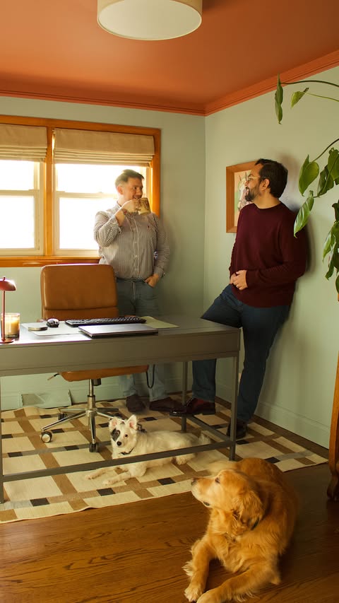 Instagram post by @homewithid for BEHR Paint. Caption reads: [...] my office. #AD We headed to @behrpaint to....