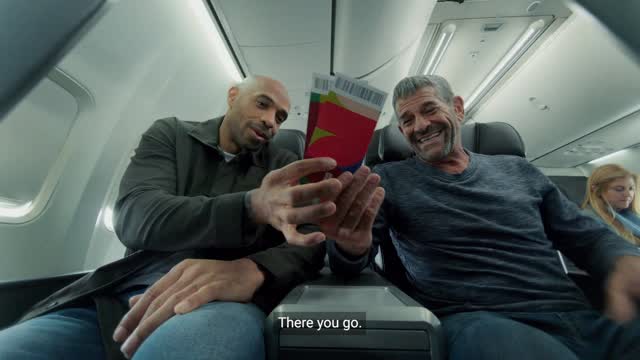 Instagram post by @thierryhenry for American Airlines. Caption reads: [...] the tickets?! ⚽️✈️ ICYMI: Find the American....